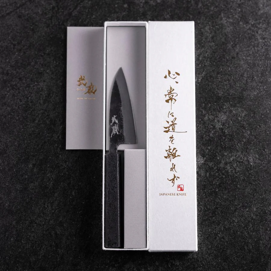 Ajikiri White Steel #2 Kurouchi Schwarzer Ishime Urushi Griff 105mm - Image 8