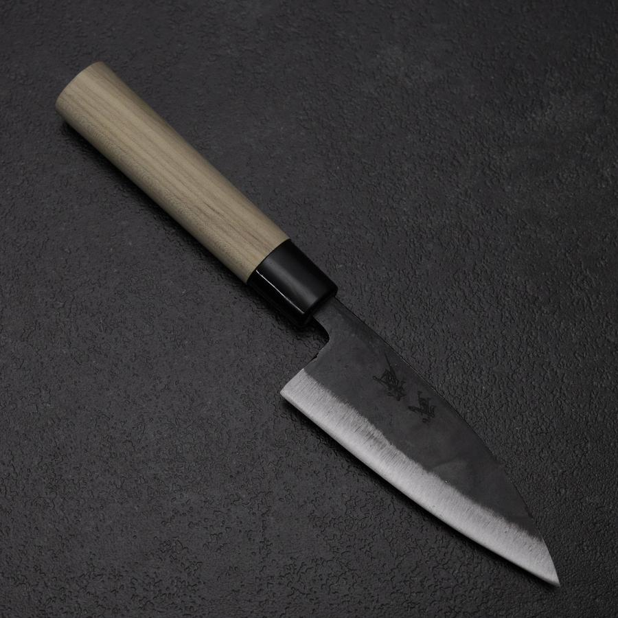 Ajikiri White Steel #2 Kurouchi Runder Büffelhorn und Magnolienholz Griff 105mm