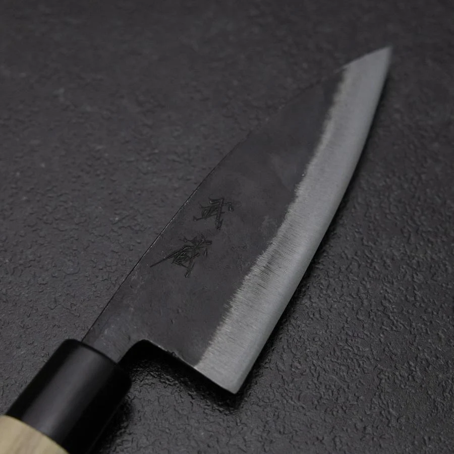 Ajikiri White Steel #2 Kurouchi Runder Büffelhorn und Magnolienholz Griff 105mm - Image 3