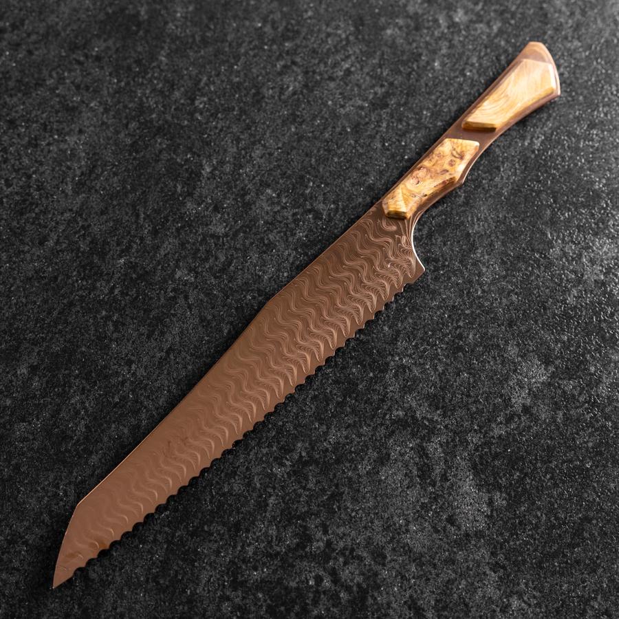 Kiritsuke Brotmesser VG-10 Kagami Damast Ahornholz Griff 210mm - Braun - Image 2