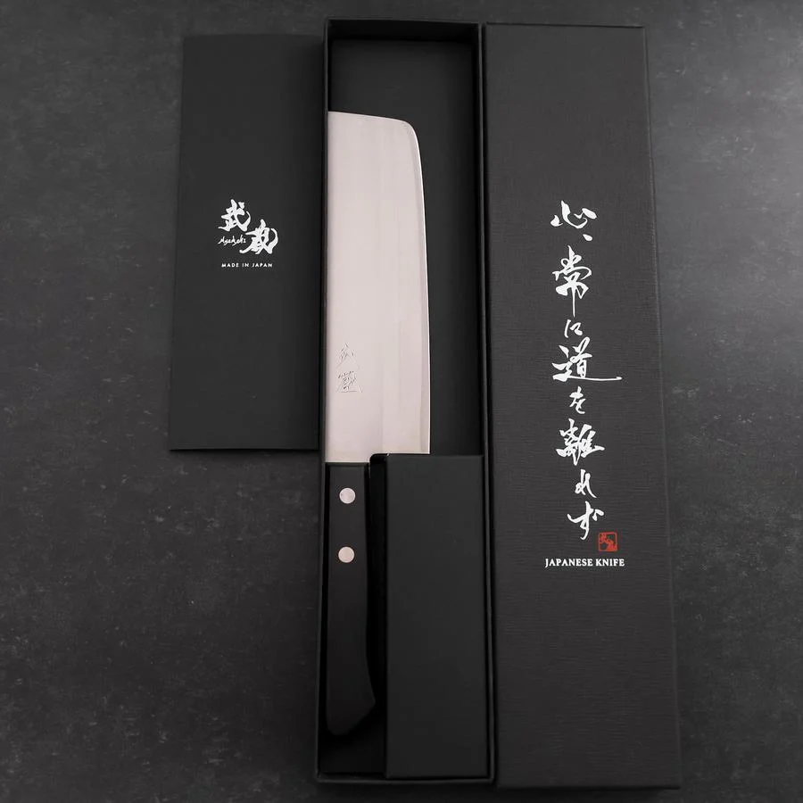 Nakiri Edelstahlummantelung White Steel #2 Poliert Schwarzer Westlicher Griff 150mm - Image 8