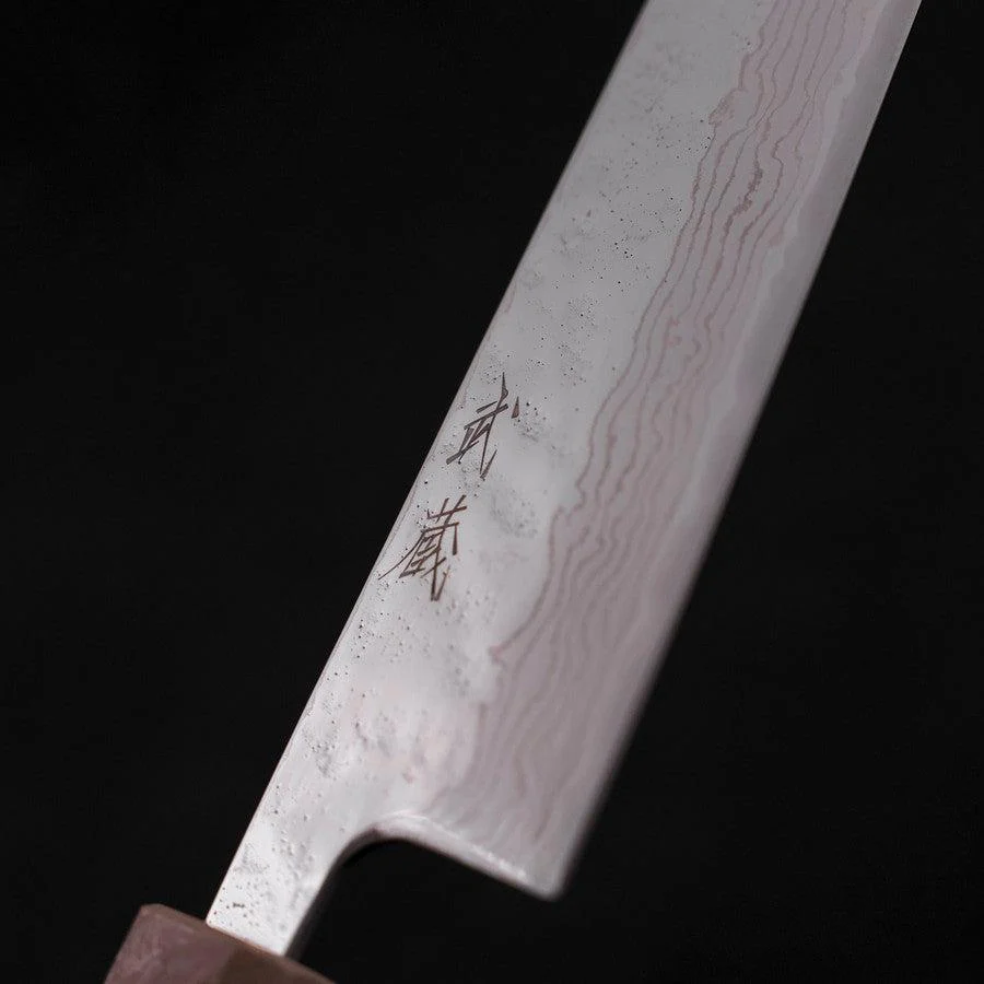 Bunka AUS-10 Nashiji Damast Kagami Weißer Ishime Urushi Griff 170mm - Image 3