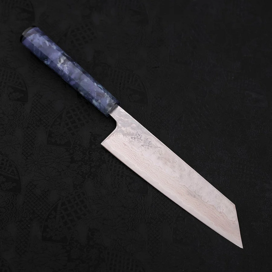 Bunka AUS-10 Nashiji Damast Blauer Ozeanplastik Griff 170mm