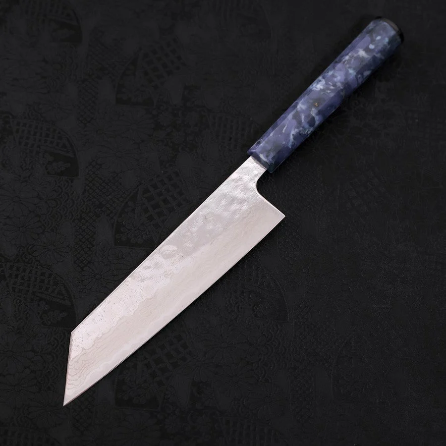 Bunka AUS-10 Nashiji Damast Blauer Ozeanplastik Griff 170mm - Image 2