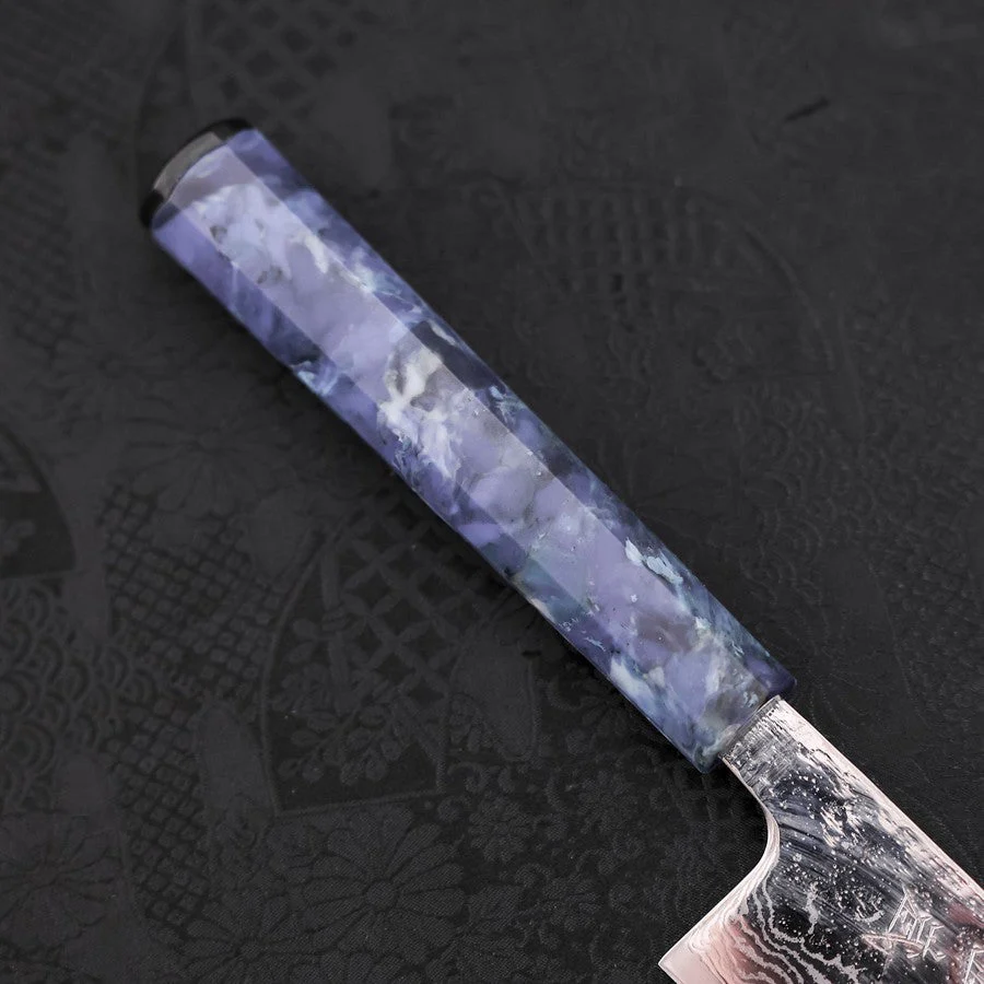 Bunka AUS-10 Nashiji Damast Blauer Ozeanplastik Griff 170mm - Image 6