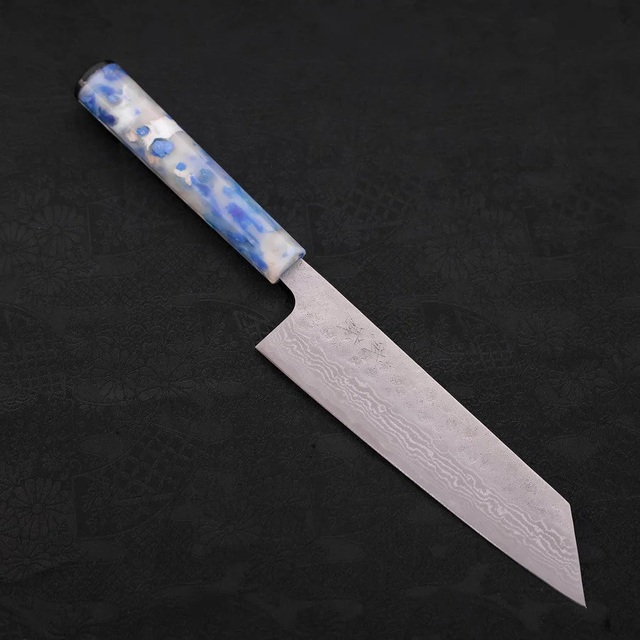 Bunka AUS-10 Nashiji Damast Blau-Weißer-Mix Ozeanplastik Griff 170mm