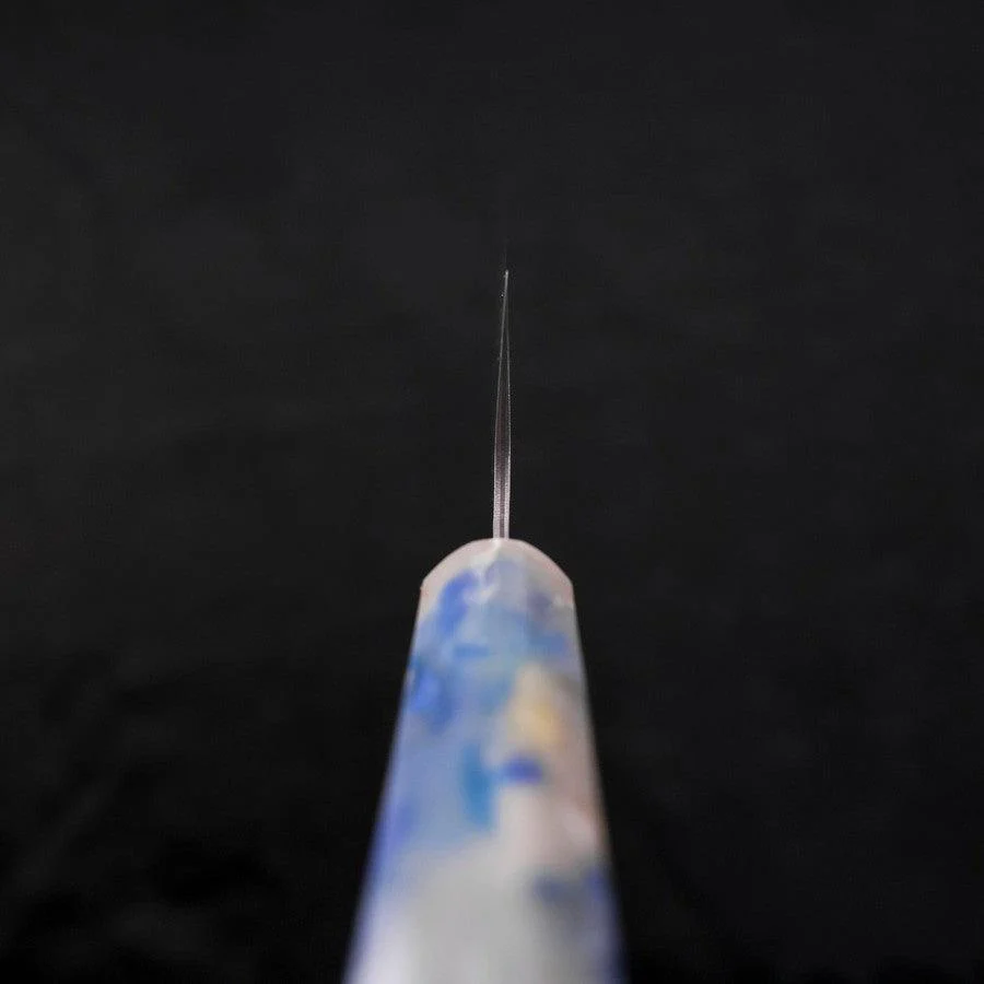 Bunka AUS-10 Nashiji Damast Blau-Weißer-Mix Ozeanplastik Griff 170mm - Image 4