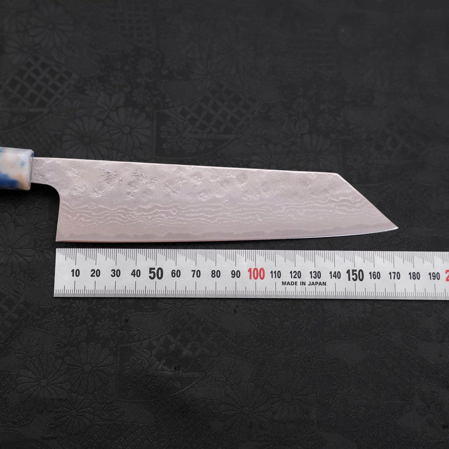 Bunka AUS-10 Nashiji Damast Blau-Weißer-Mix Ozeanplastik Griff 170mm - Image 7
