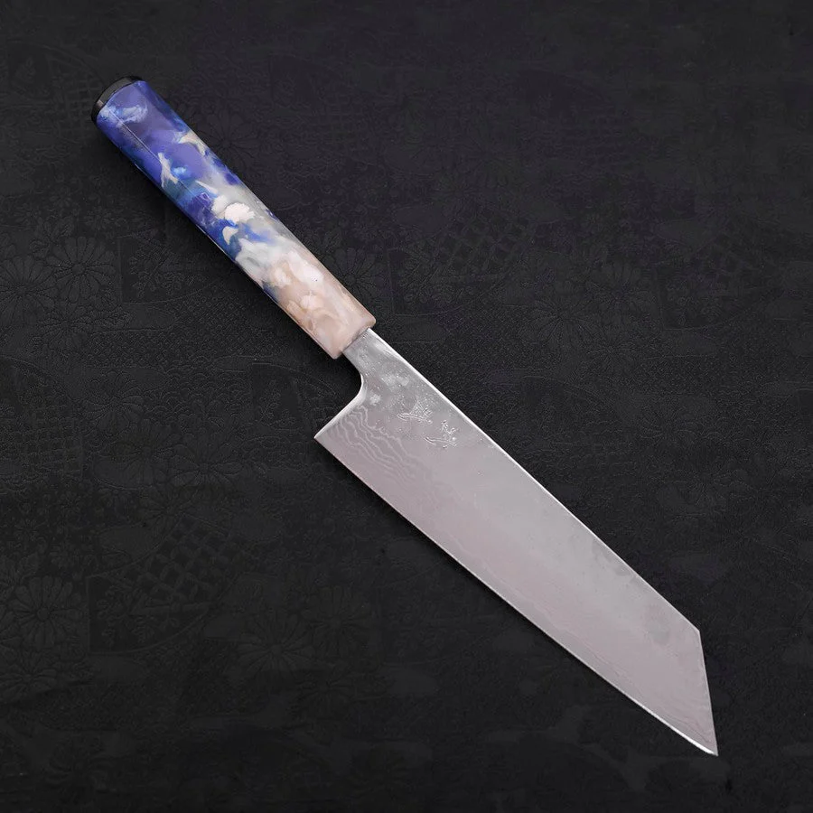 Bunka AUS-10 Nashiji Damast Kagami Weiß-Blauer Ozeanplastik Griff 170mm