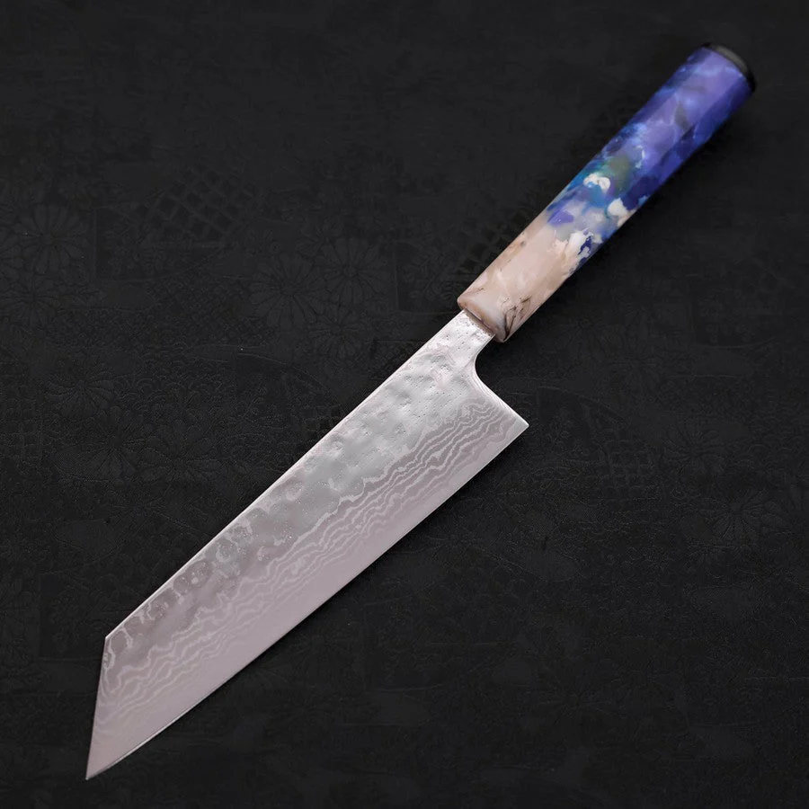 Bunka AUS-10 Nashiji Damast Kagami Weiß-Blauer Ozeanplastik Griff 170mm - Image 2