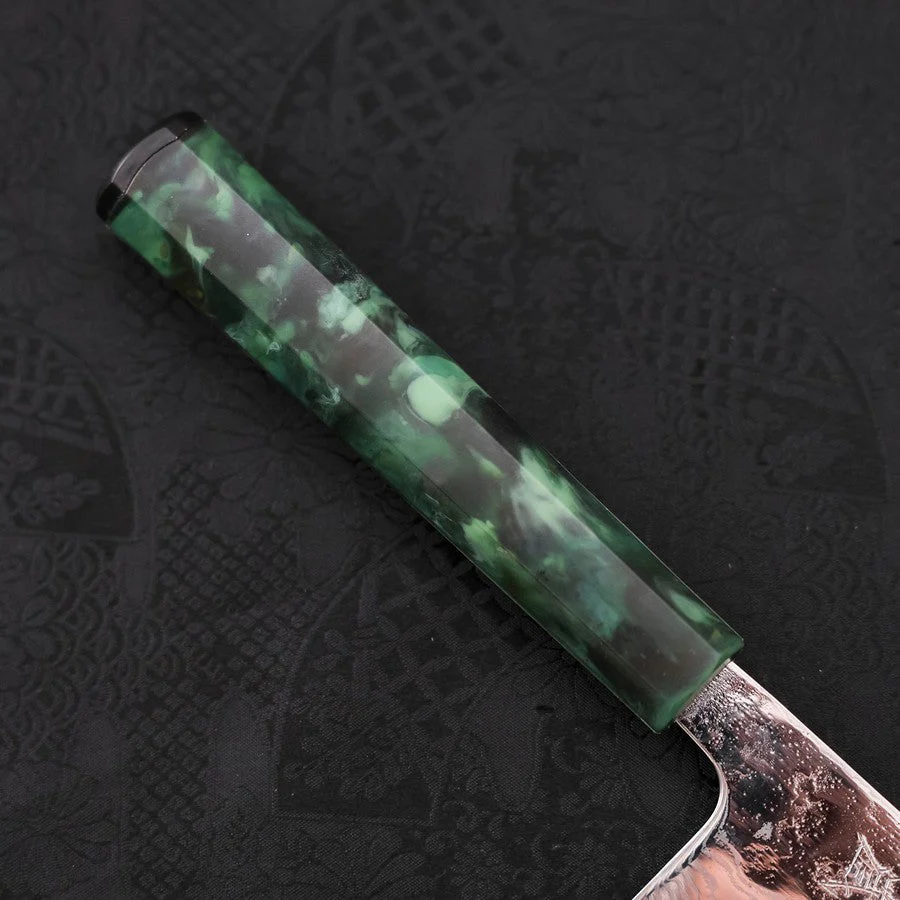 Bunka AUS-10 Nashiji Damast Grüner Ozeanplastik Griff 170mm - Image 6