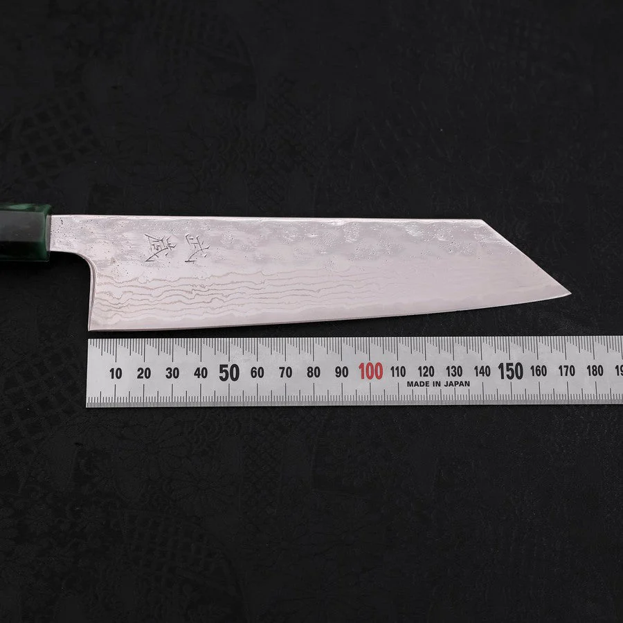 Bunka AUS-10 Nashiji Damast Grüner Ozeanplastik Griff 170mm - Image 7