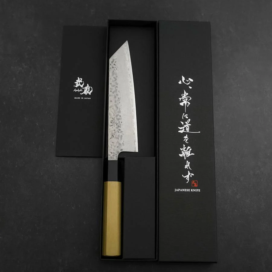 Bunka AUS-10 Tsuchime Damast Büffelhorn und Magnolienholz Griff 170mm - Image 8