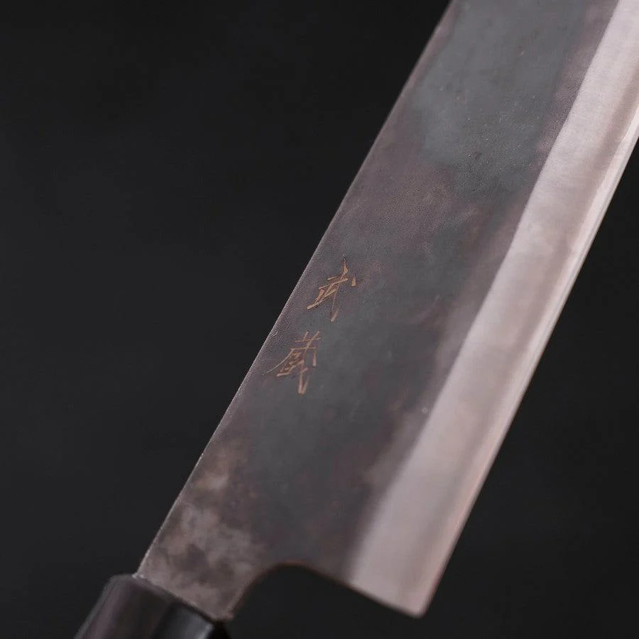 Bunka Blue Steel #1 Edelstahlummantelung Kurouchi Büffelhorn und Magnolienholz Griff 190mm - Image 3