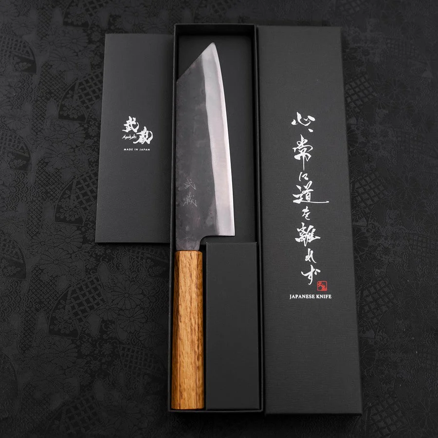 Bunka Blue Steel #1 Kurouchi Büffelhorn und Ebenholz Griff 180mm - Image 8