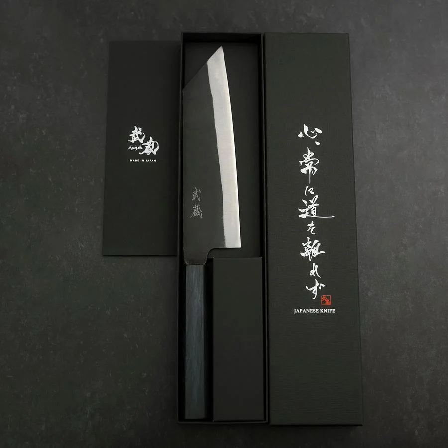 Bunka Blue Steel #2 Kurouchi Büffelhorn und Ebenholz Griff 170mm - Image 8