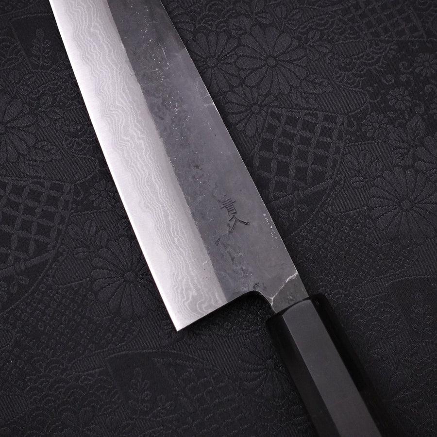Bunka Blue Steel #2 Kurouchi Damast Büffelhorn und Ebenholz Griff 180mm - Image 3