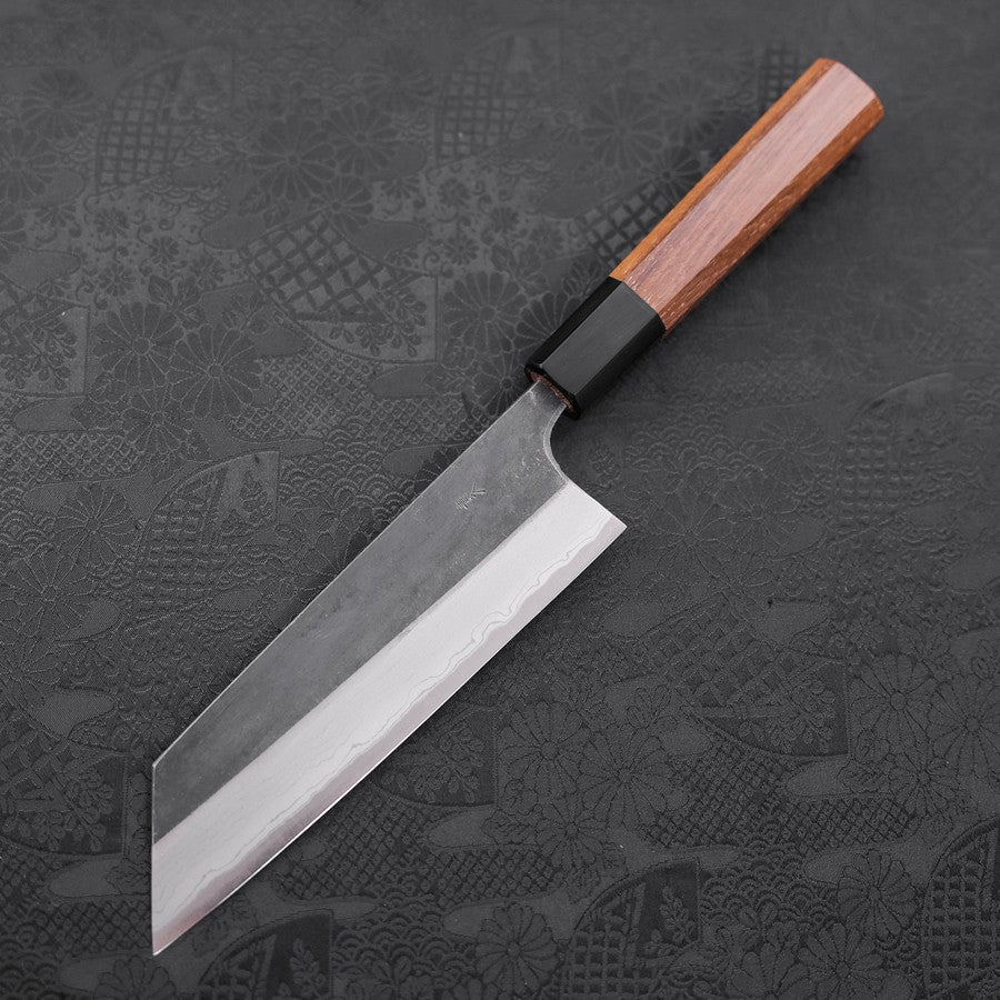 Bunka Blue Steel #2 Kurouchi Damast Büffelhorn und Teakholz Griff 165mm - Image 2