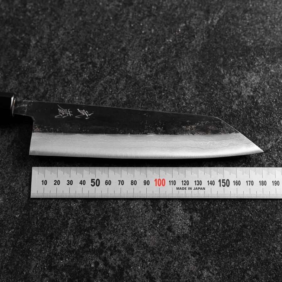 Bunka Blue Steel #2 Kurouchi Damast Büffelhorn und Walnussholz Griff 180mm - Image 7