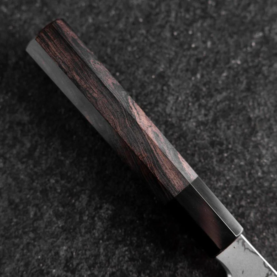 Mukimono Blue Steel #2 Suminagashi Büffelhorn und Ebenholz Griff 170mm - Image 6