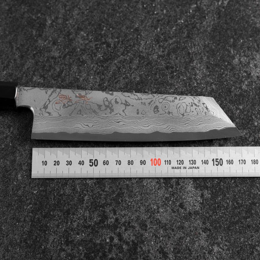 Mukimono Blue Steel #2 Suminagashi Büffelhorn und Ebenholz Griff 170mm - Image 7