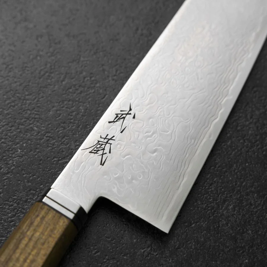 Bunka SG-2 Damast Westlicher Goldener Ebenholz Griff 180mm - Image 3