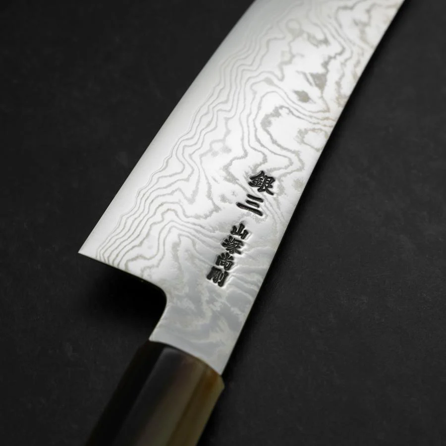 Bunka Silver Steel #3 Damast Büffelhorn und Türkis Griff 180mm - Image 3