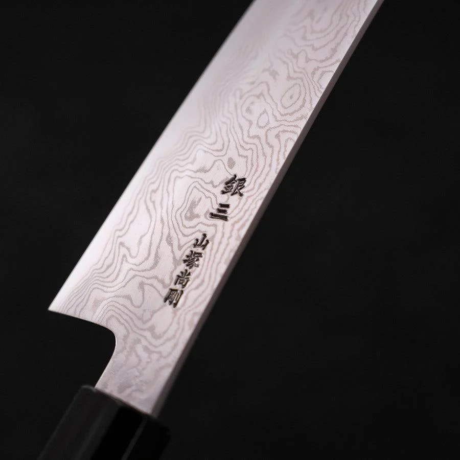 Bunka Silver Steel #3 Damast Büffelhorn und Teakholz Griff 180mm - Image 3