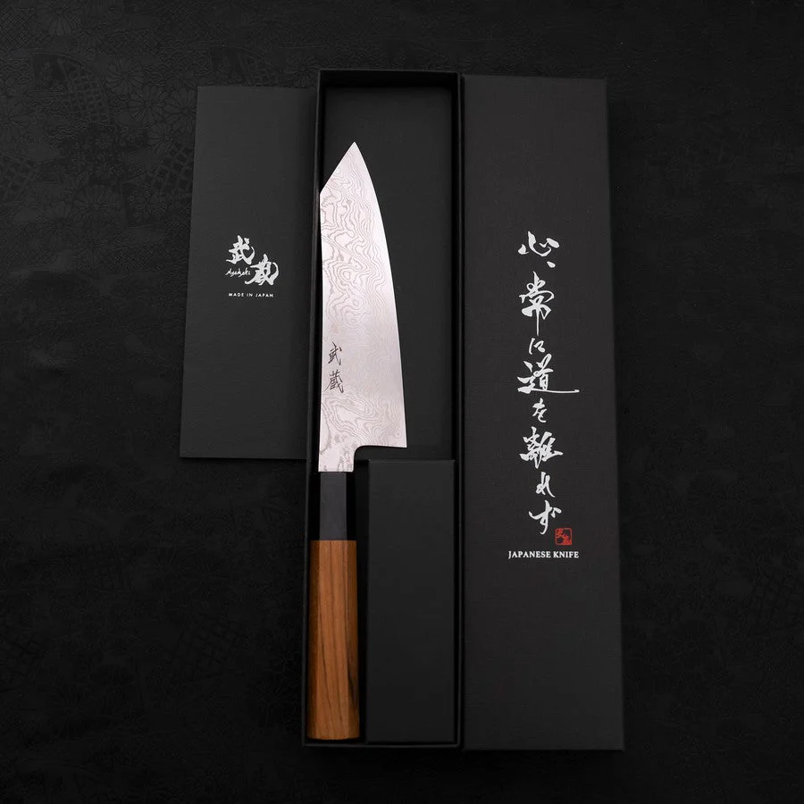 Bunka Silver Steel #3 Damast Büffelhorn und Teakholz Griff 180mm - Image 8