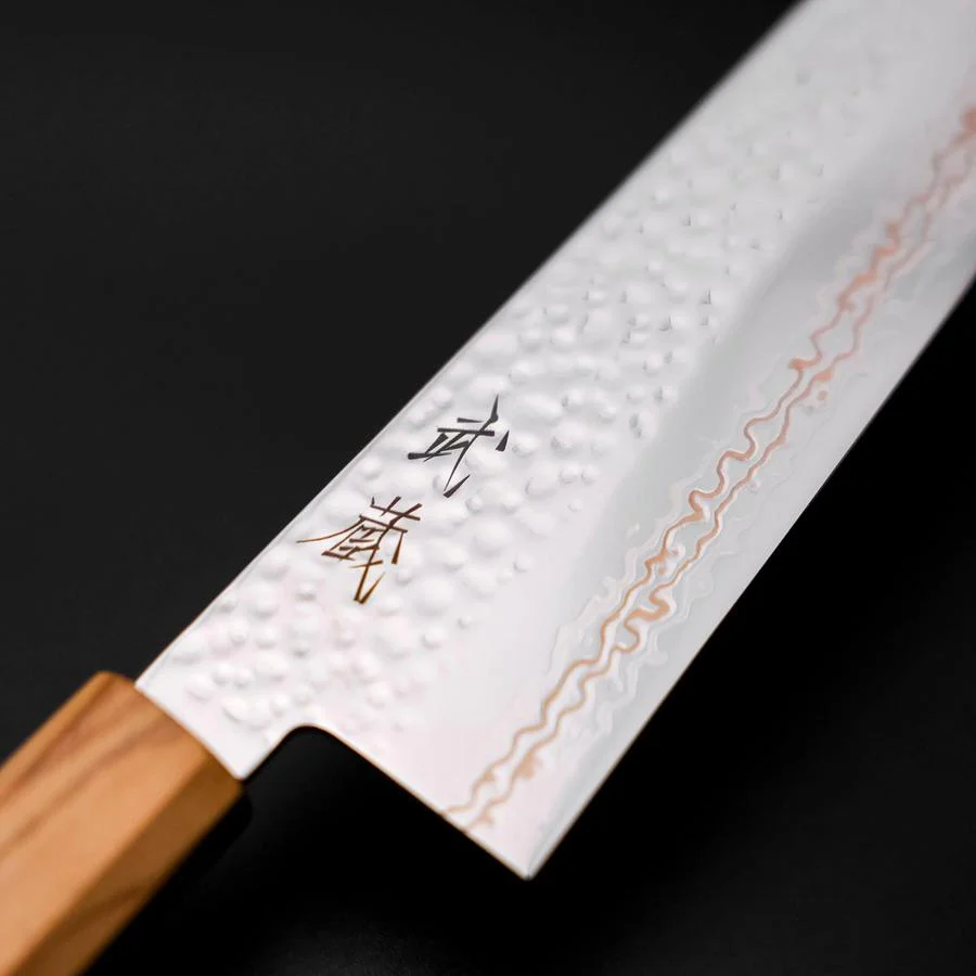Bunka SLD Nickel Tsuchime Kolorierter Damast Olivenholz Griff 170mm Limited Edition - Image 3