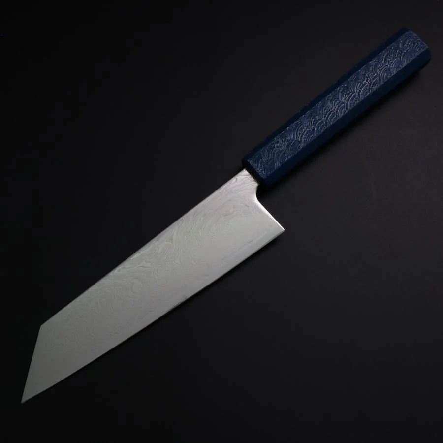 Bunka SLD Wellen Nickel Damast Blauer Urushi Griff 170mm - Image 2
