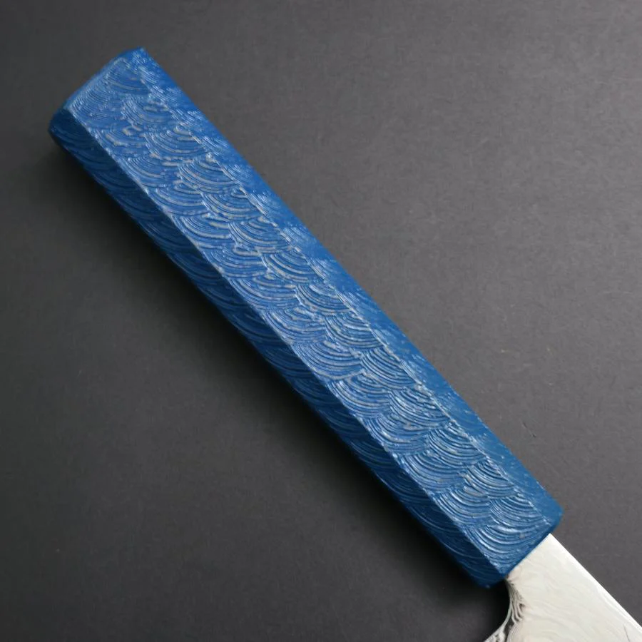 Bunka SLD Wellen Nickel Damast Blauer Urushi Griff 170mm - Image 6