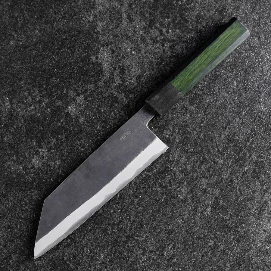 Bunka Edelstahlummantelung Blue Steel #2 Kurouchi Grüner Urushi Griff 170mm - Image 2