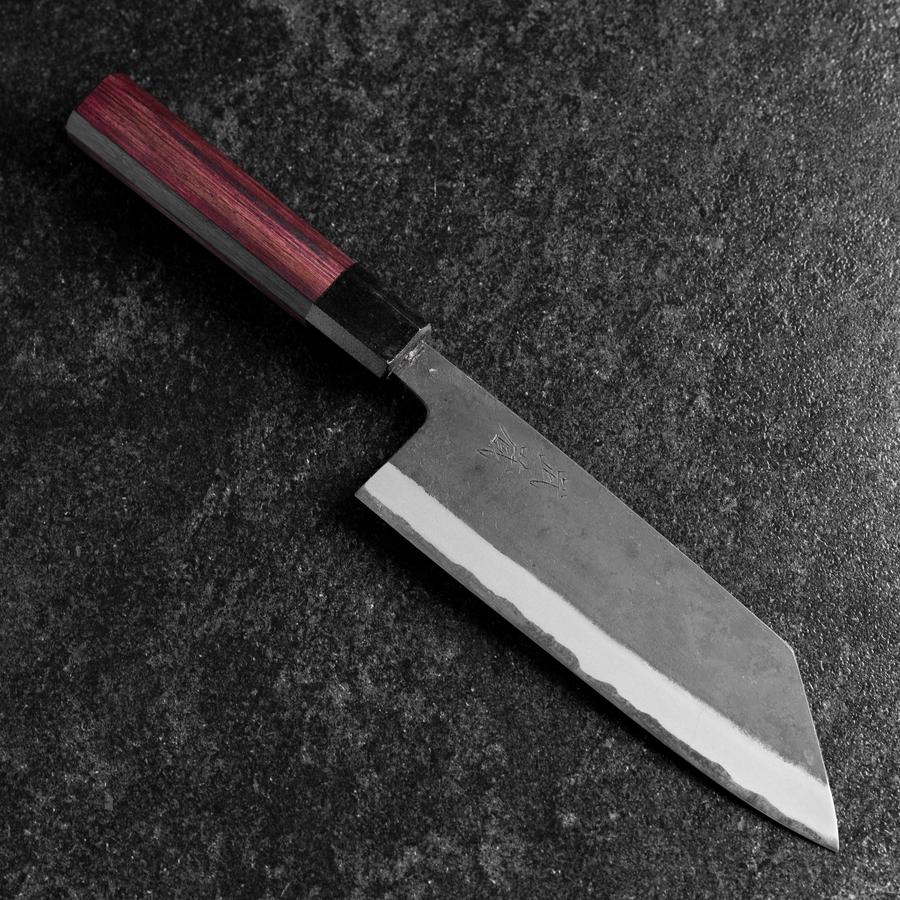 Bunka Edelstahlummantelung Blue Steel #2 Kurouchi Lila Urushi Griff 170mm