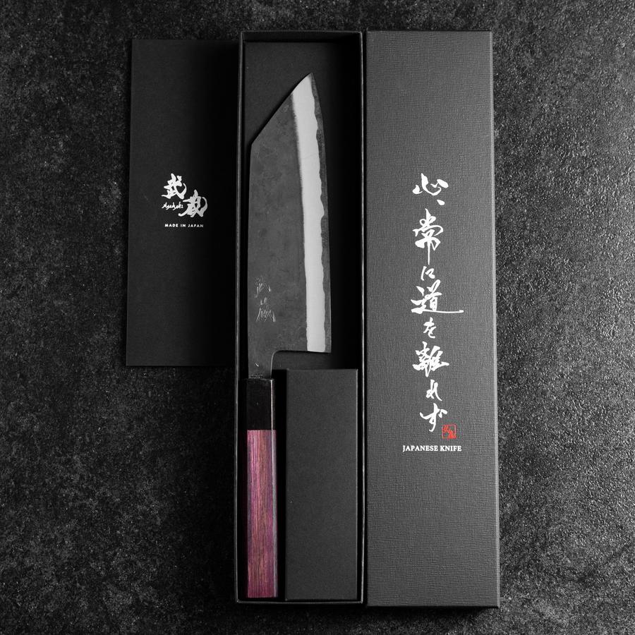 Bunka Edelstahlummantelung Blue Steel #2 Kurouchi Lila Urushi Griff 170mm - Image 8