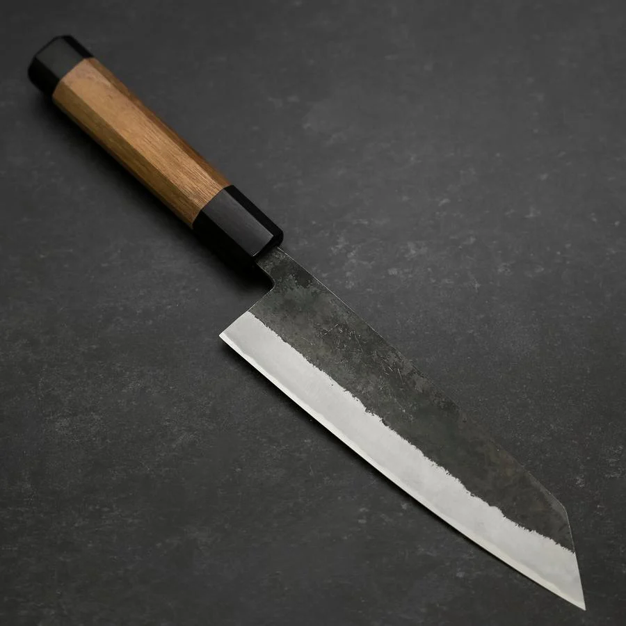 Bunka Blue Steel #2 Edelstahlummantelung Kurouchi Walnussholz Griff 180mm