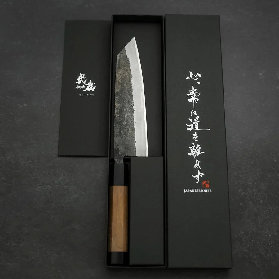 Bunka Blue Steel #2 Edelstahlummantelung Kurouchi Walnussholz Griff 180mm - Image 8