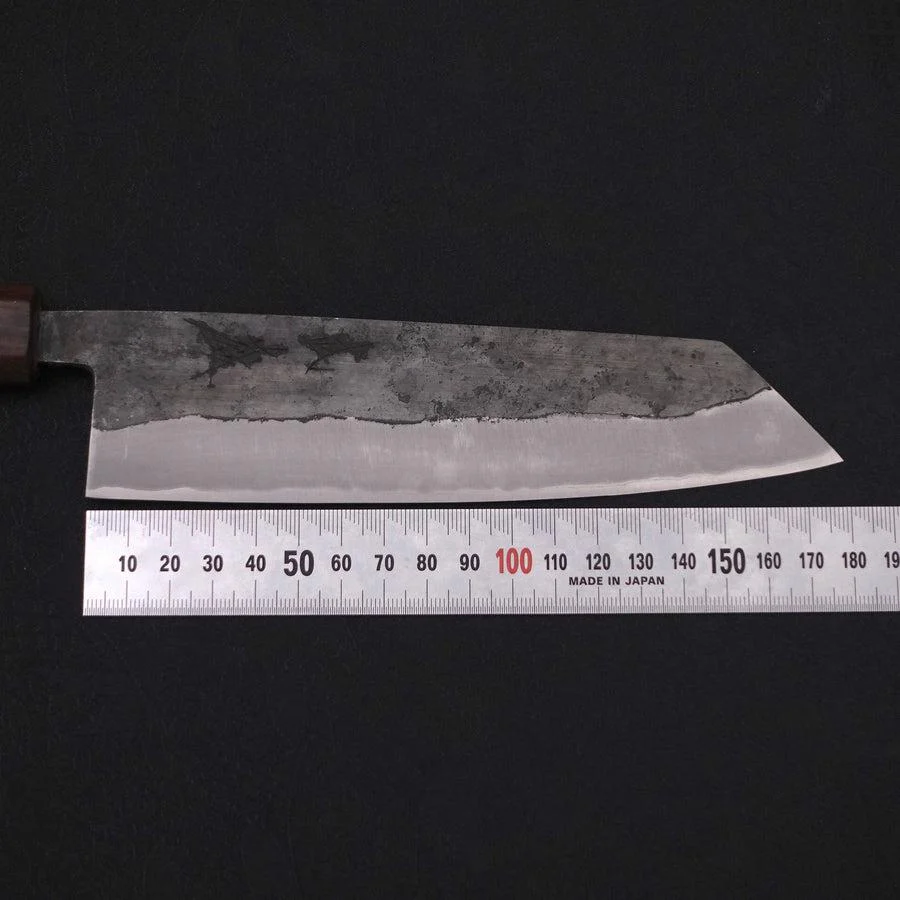 Bunka Blue Steel #2 Edelstahlummantelung Kurouchi Walnuss- und Rosenholz Griff 180mm - Image 7
