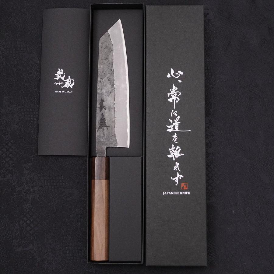 Bunka Blue Steel #2 Edelstahlummantelung Kurouchi Walnuss- und Rosenholz Griff 180mm - Image 8