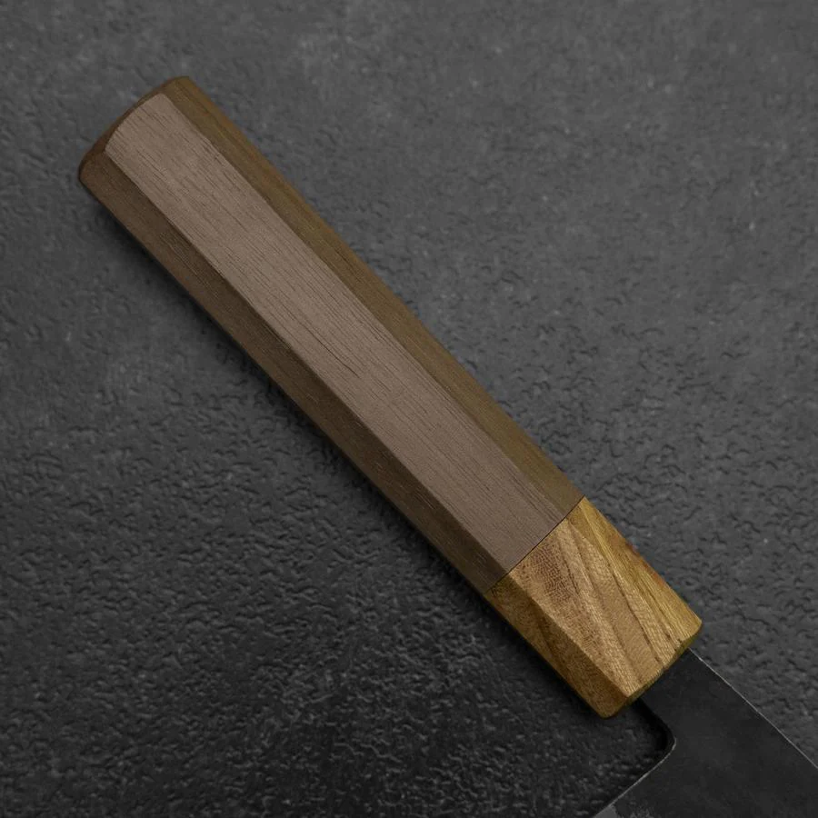 Bunka Edelstahlummantelung Blue Steel #2 Kurouchi Walnussholz-Zelkove Griff 180mm - Image 6