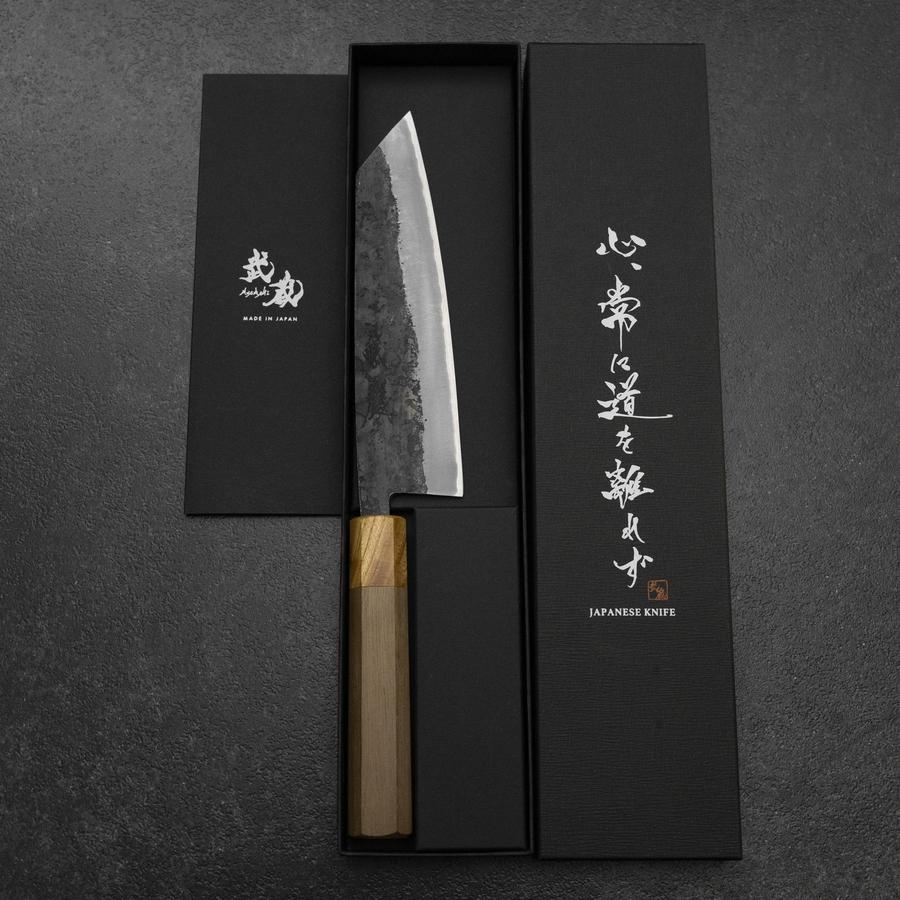 Bunka Edelstahlummantelung Blue Steel #2 Kurouchi Walnussholz-Zelkove Griff 180mm - Image 8