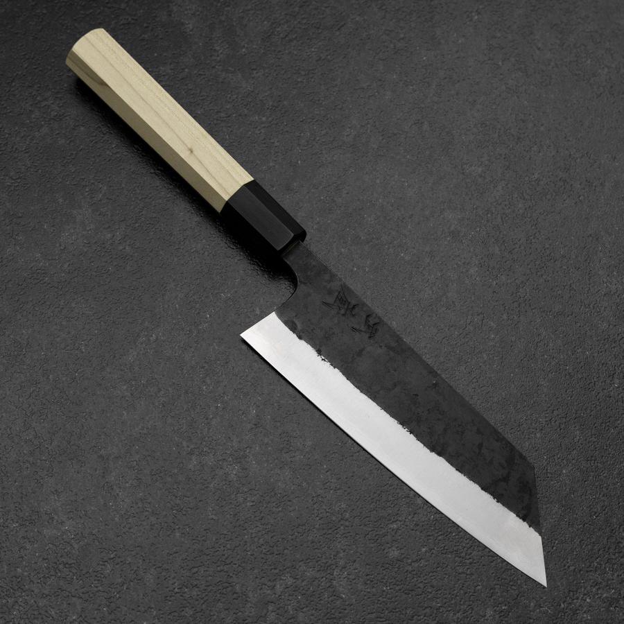 Bunka Edelstahlummantelung White Steel #2 Kurouchi Büffelhorn und Magnolienholz Griff 170mm