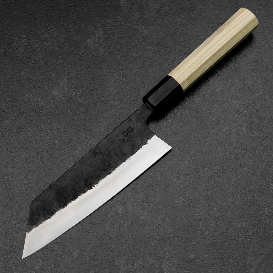 Bunka Edelstahlummantelung White Steel #2 Kurouchi Büffelhorn und Magnolienholz Griff 170mm - Image 2