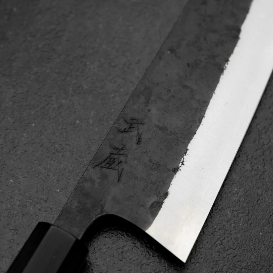 Bunka Edelstahlummantelung White Steel #2 Kurouchi Büffelhorn und Magnolienholz Griff 170mm - Image 3