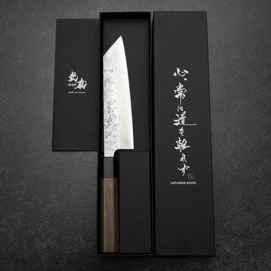Bunka Schwedenstahl Nashiji Washi Damast Walnuss-und Rosenholz Griff 170mm - Image 8