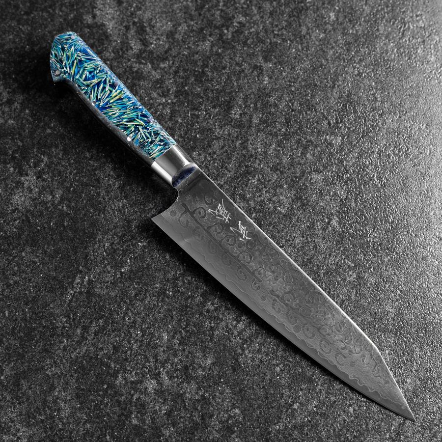 Bunka VG-10 Damast Blauer Westlicher Blütenblatt Griff 185mm