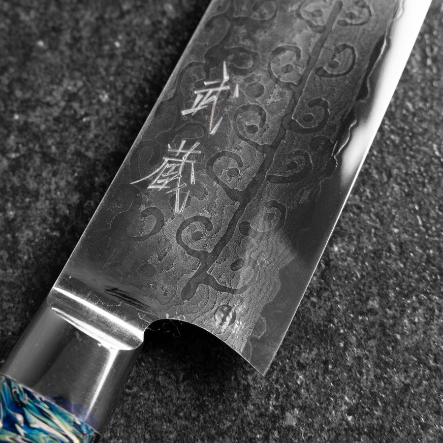 Bunka VG-10 Damast Blauer Westlicher Blütenblatt Griff 185mm - Image 3