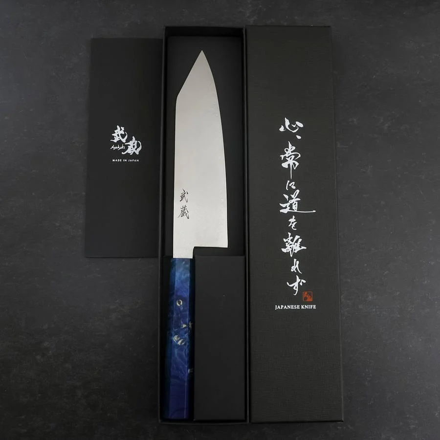 Bunka VG-10 Damast Blauer Birkenholz Griff 180mm - Image 8