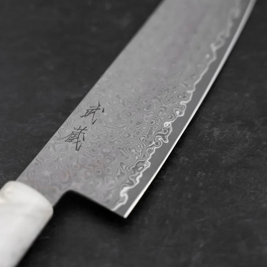 Bunka VG-10 Damast Weiß-Schwarzer Ozeanplastik Griff mit Blattgold 165mm - Image 3