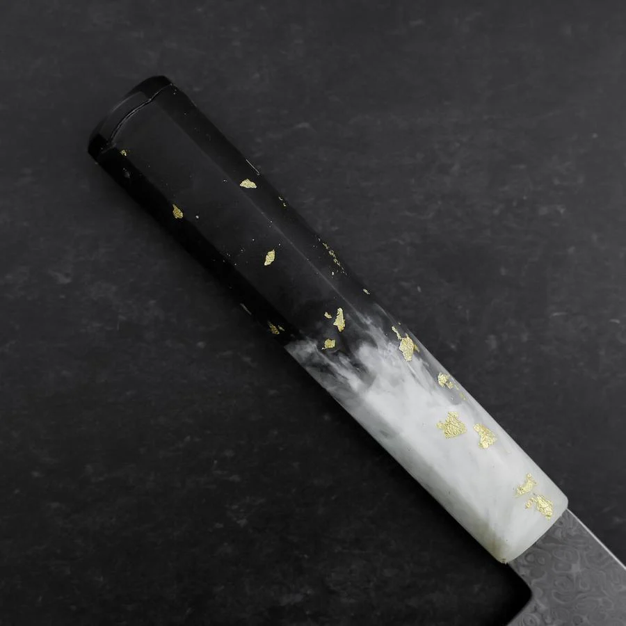 Bunka VG-10 Damast Weiß-Schwarzer Ozeanplastik Griff mit Blattgold 165mm - Image 6